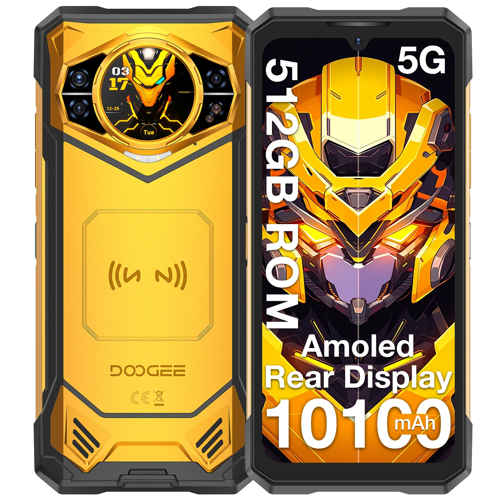 DOOGEE S200 X Rugged Smartphone 5G,32GB+512GB, 6.72" FHD Android 16 Rugged Phone with 1.32"Amoled Screen,10100mAh/33W,100MP+20MP