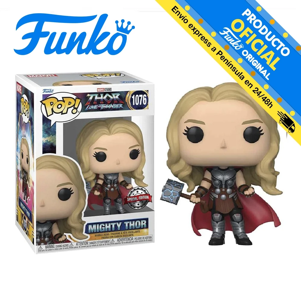 Funko Pop! Thor: Love and thunder-Mighty Thor exclusive, 65012, 1076, original, toys for boys, girls, original gifts, collector, figures, dolls, shop, with box, new, male, female, official license