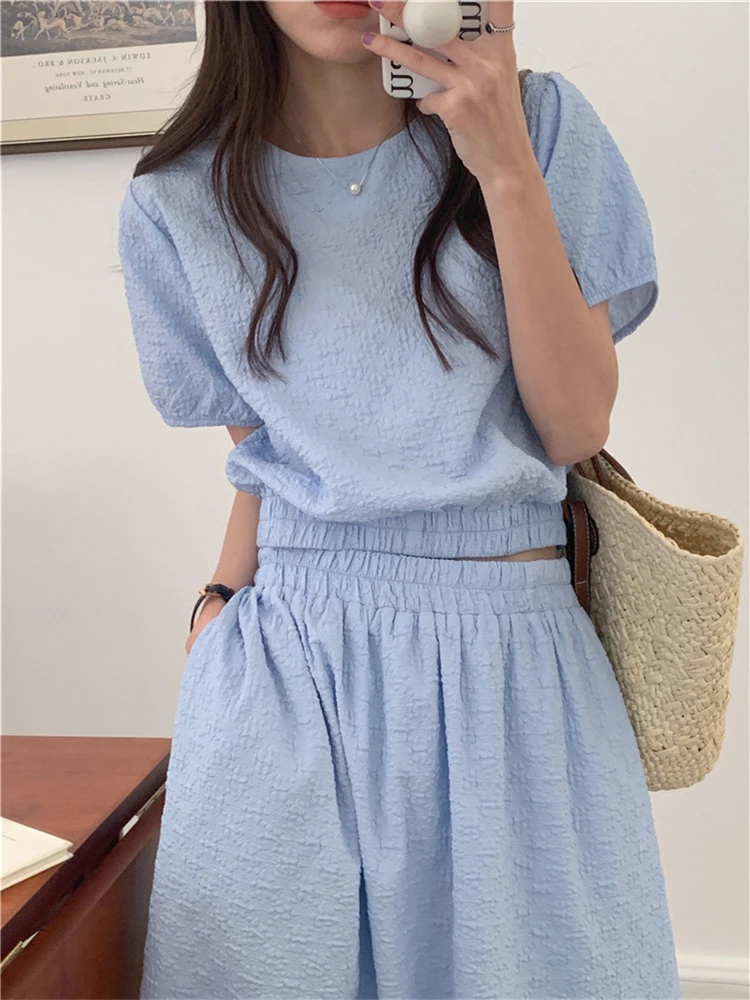 WS9603 2023 New Sets Two Pieces Top With Dress Fold Spring Summer Women Streetwear Korean Fashion Retro Elegant Lady Chic Suits