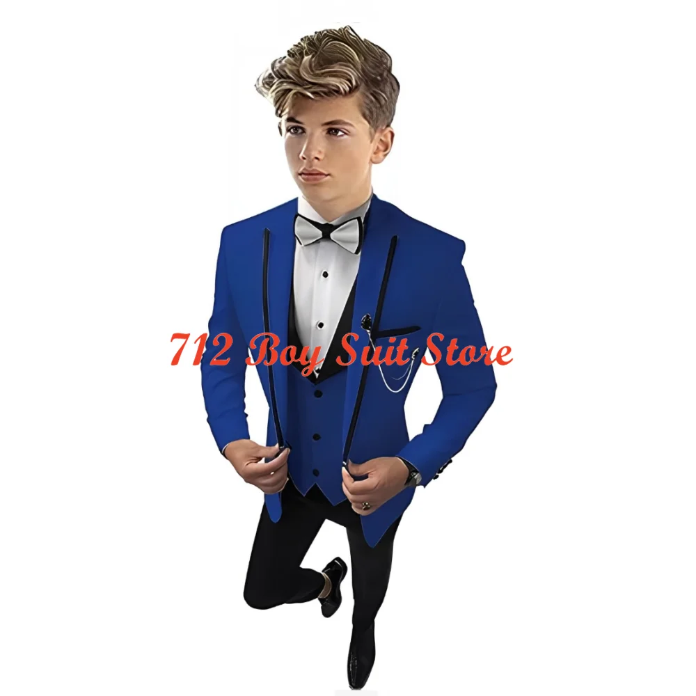 Jongens Smoking Formele 3-delige Bruiloft Kids Pak Slim Fit Blazer Vest Broek Set Kinderen Outfit