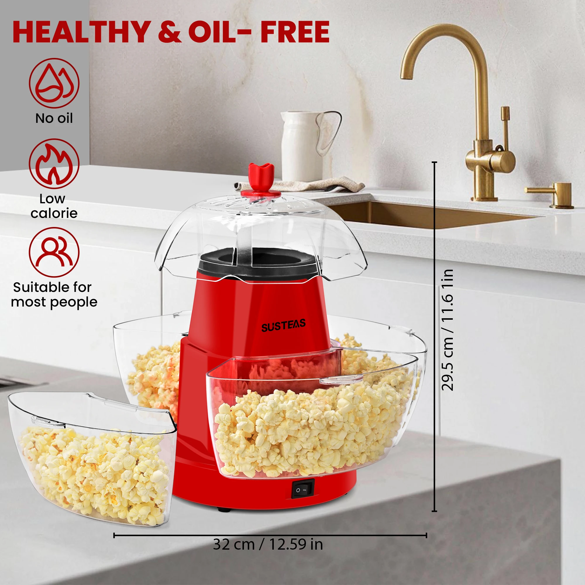 1200W 전기 핫에어 팝콘 메이커, 무오일 팝콘 기계 - Popcorn Machine Home 리뷰 및 가격
