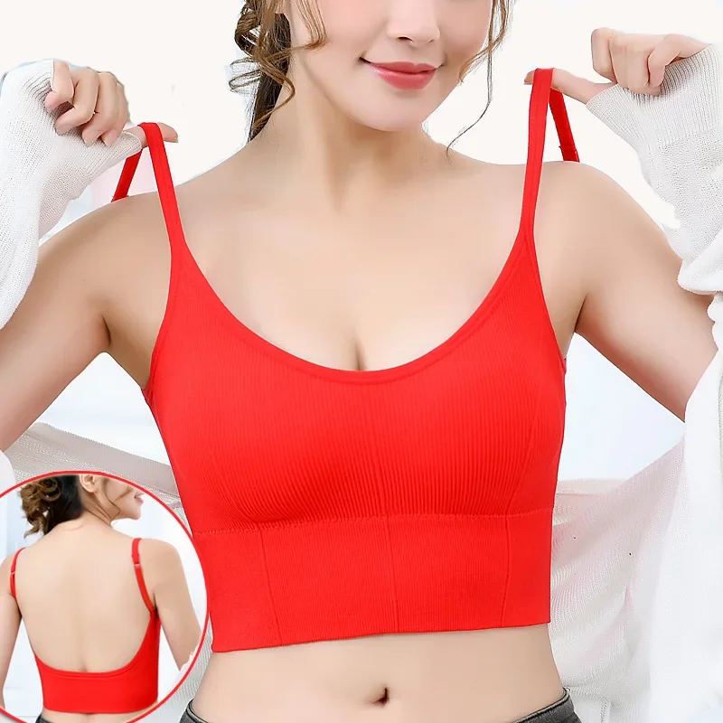 Czerwone piękne plecy biustonosze sportowe nylonowe letnie damskie bielizna bezprzewodowa Push-Up bielizna damska seksowna Fitness joga kamizelka rekreacyjna topy — zdjęcie 2