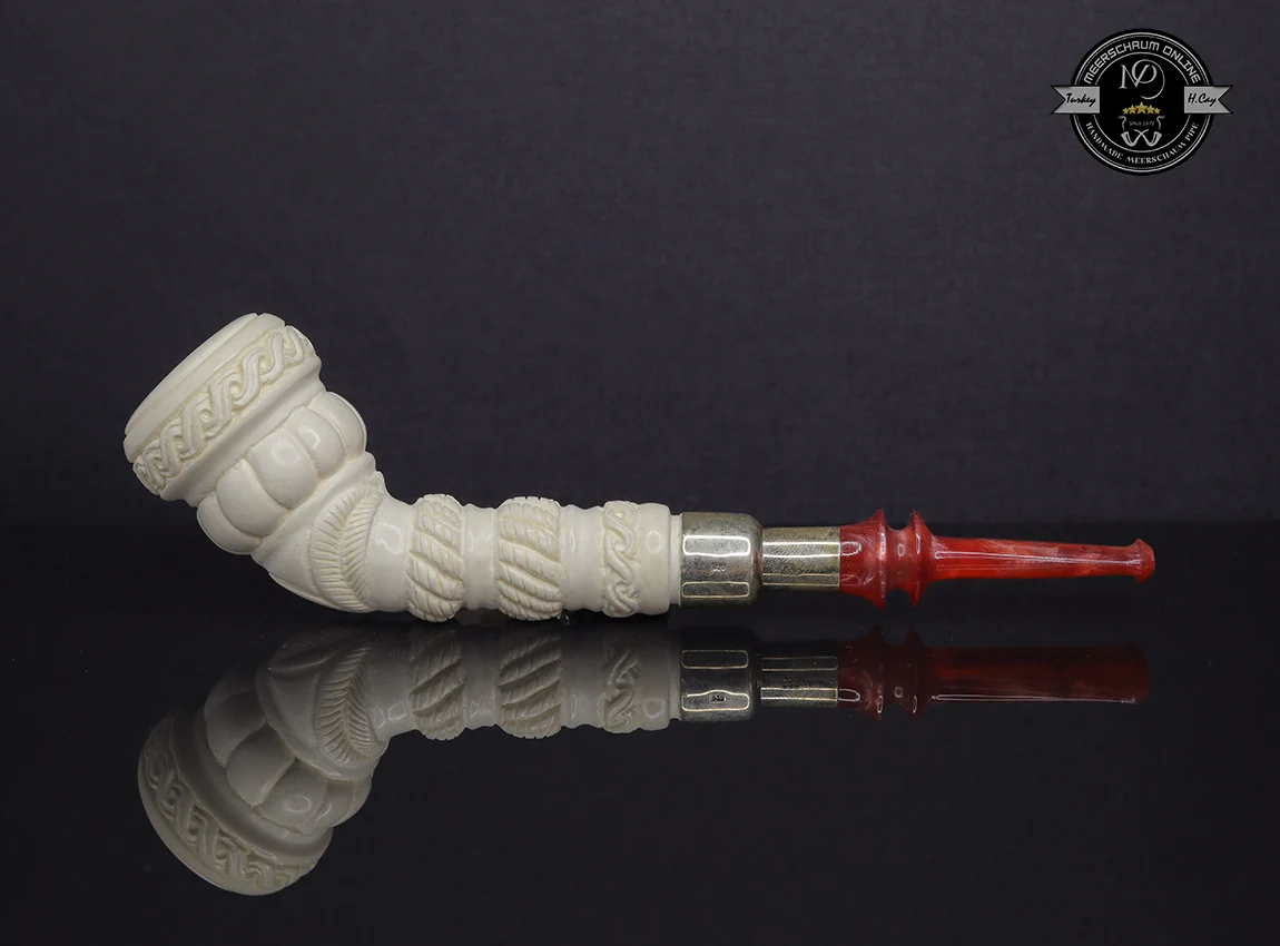 Handmade Block Meerschaum Silvery Horn Pipe