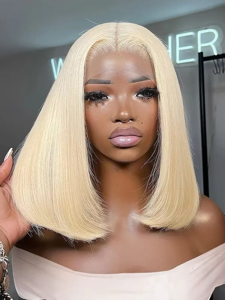 

613 Blonde Bob Wig Transparent Lace Front Human Hair Wigs Straight 13X4 Burgundy 99j Brown Colored Short Bob Lace Frontal Wig