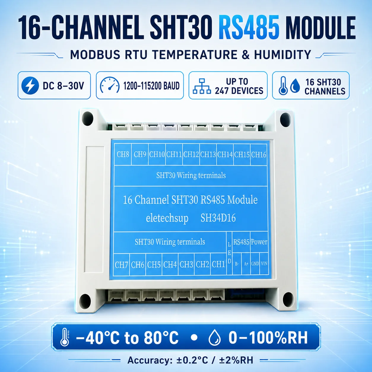 Temperature Control Unit for Transformers Inverters 16CH DC 12-24V Voltage Control Box for Electronic Components