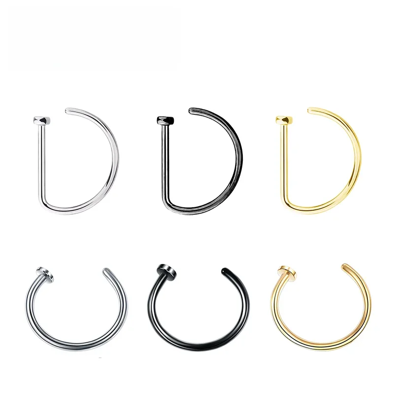 Anneau de nez en titane G23, qualité implant, faux anneau de nez percé gothique, 18G 20G, Piercing de langue classique, bijoux anodisés