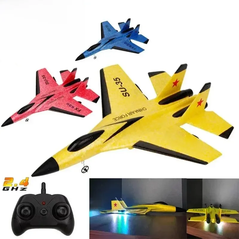 SU35 RC Vliegtuig FX620 FX820 2.4G Afstandsbediening Vliegen Model Zweefvliegtuig Vliegtuig Met LED Verlichting Vliegtuigen Schuim Speelgoed Voor kinderen Geschenken - afbeelding 2
