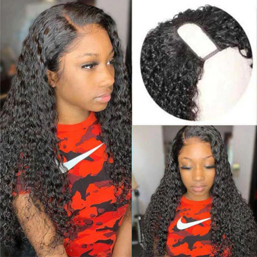 

250 Density Water Wave V part Wig 34Inches Upgrade Brazilian Glueless Wigs For Women 100% Human Hair Head Clip In Half Wig