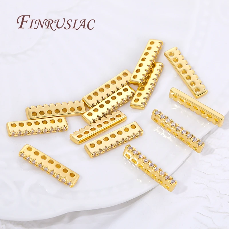 1/2/3Pcs 18K Gold Plated Brass with Zircon Separators Bar,Flat Spacer Bar,Supplies For Jewelry,DIY Bracelet&Necklace Accessories image 5