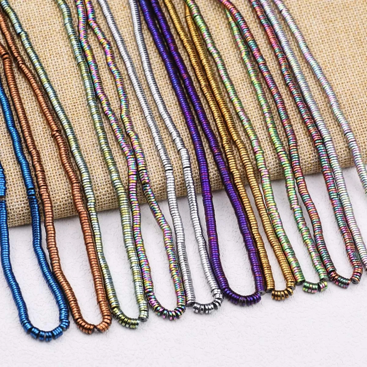 Pierre d'hématite naturelle plaquée or/argent, 3-8mm, perles d'espacement rondes et plates pour la fabrication de bijoux, Bracelets et colliers à faire soi-même