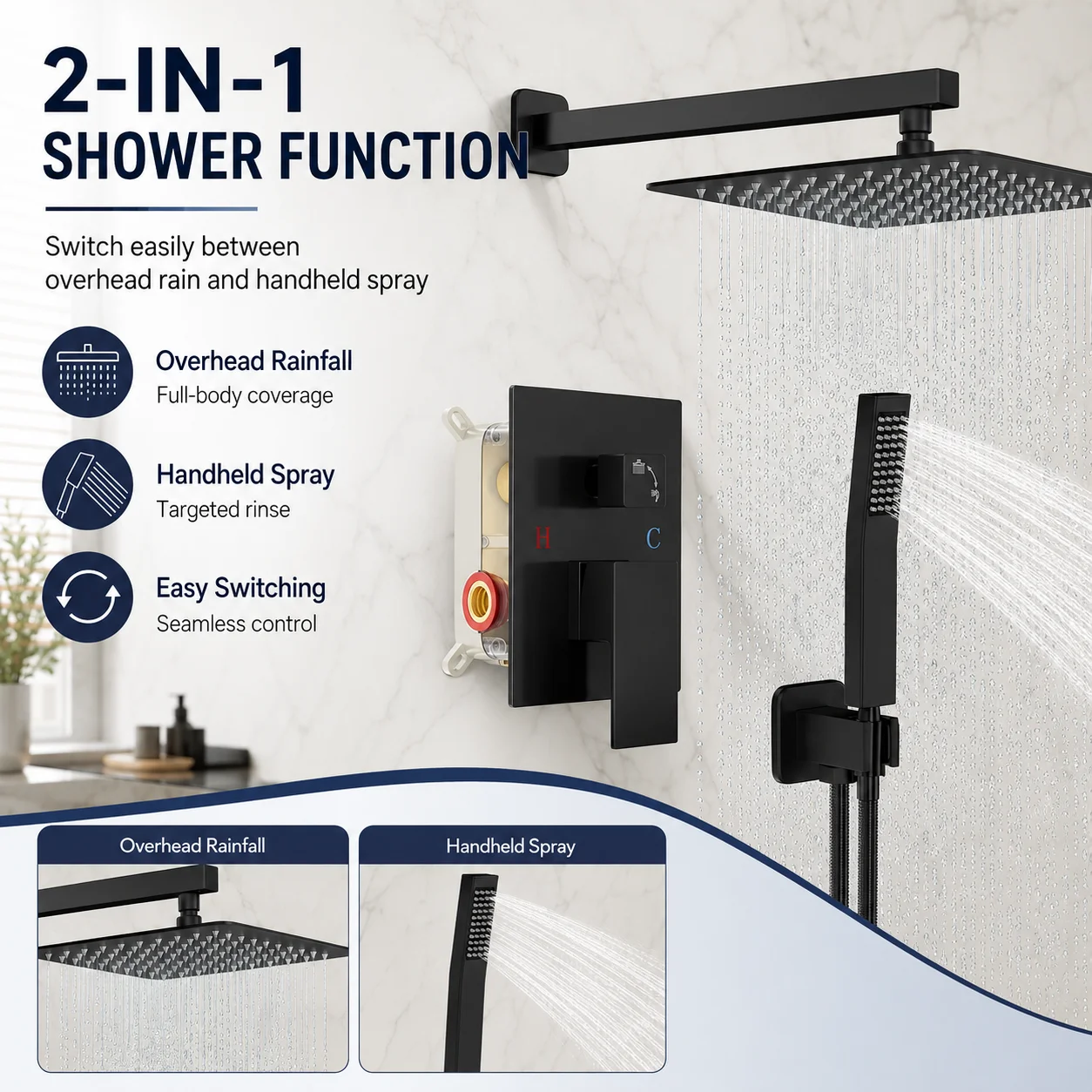 ชุดฝักบัวเรนชาวเวอร์แบบซ่อนผนั - Home Bathroom Upgrades บทวิจารณ์และราคา