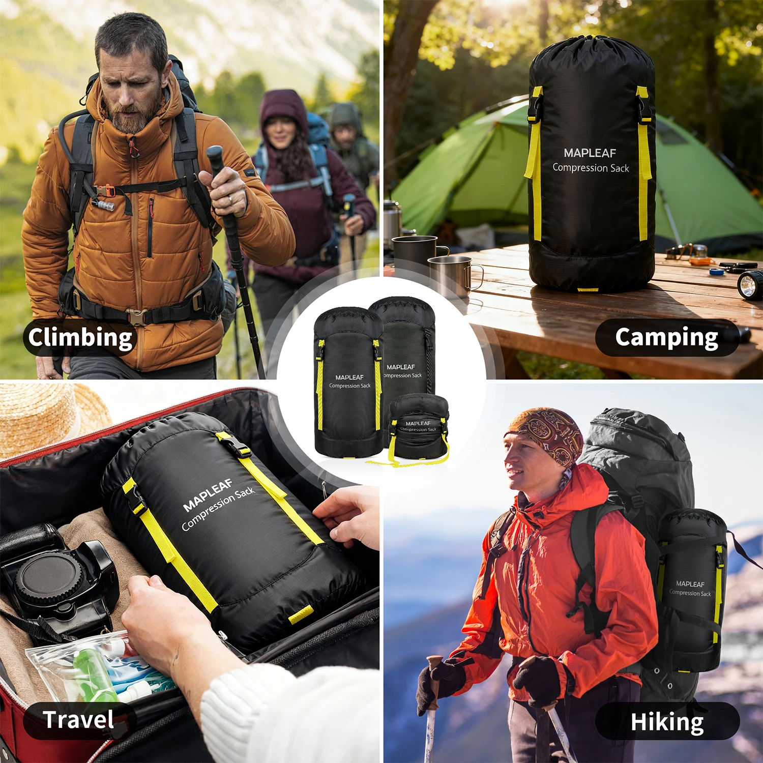 MAPLEAF Sleeping Bag Compression Sack 10L 15L 20L 30L Water Repellent Ultralight Portable Stuff Sack Camping Hiking Backpacking gallery 5