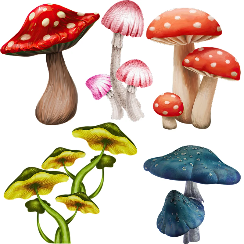 Three Ratels CF161 colorful mushroom wall corner sticker fairy tale style kid's bedroom decoration Decal