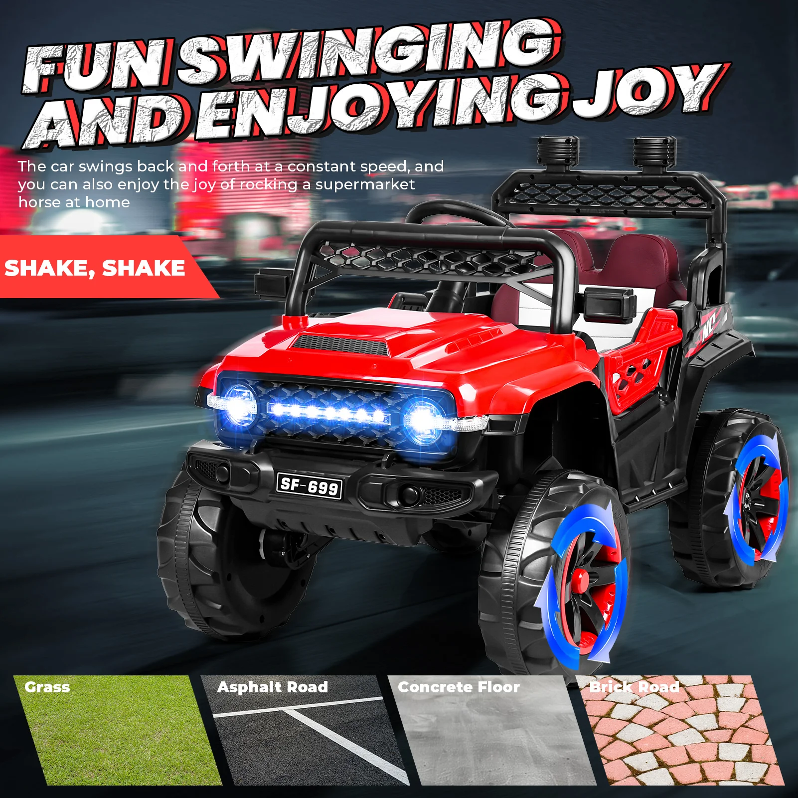 Vehículo ATV de 12V para niños, coche de juguete 4WD de 2 asientos, lado a lado, coche de juego ATV, coche eléctrico todoterreno, velocidad máxima de 3,5 MPH