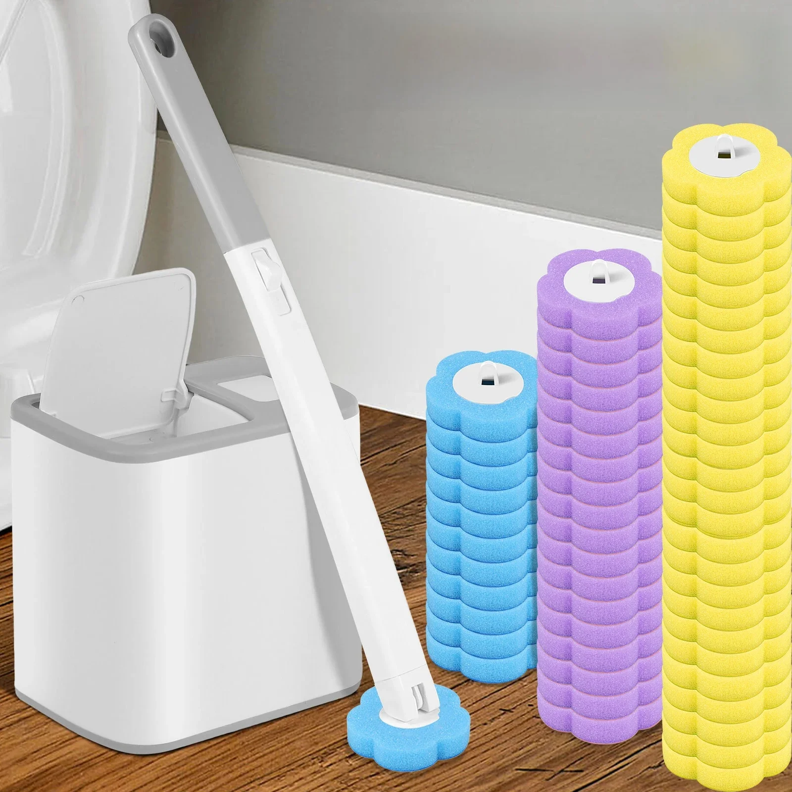 18/36 Stuks Toiletborstel Met Wegwerp Vervanging Hoofd Kits Upgrade Lange Steel Badkamer Reinigingsborstel Voor Thuis wc Accessoires - afbeelding 2