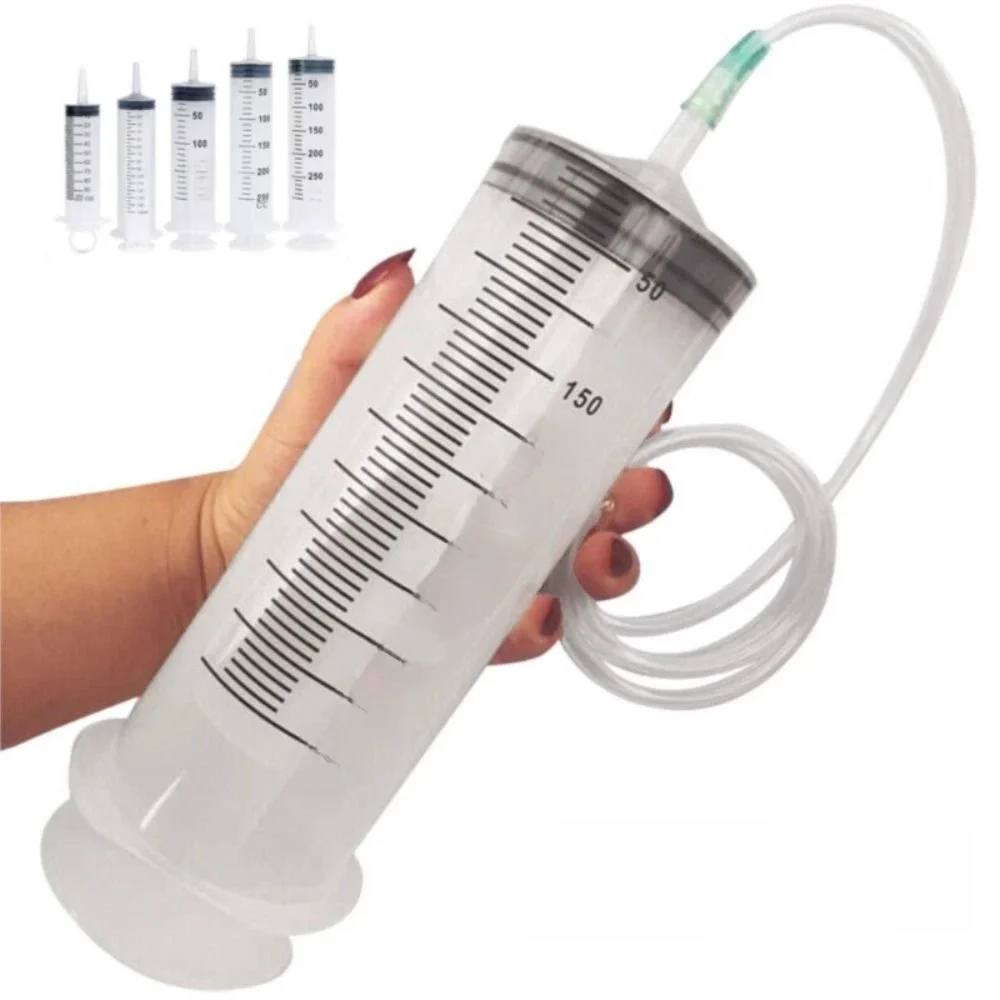 Seringue de grande capacité de 100ml à 550ml, avec pompe à tuyau multifonction de 100cm, injecteur lavable de mesure pour l'alimentation des animaux de compagnie, liquide de colle à l'huile
