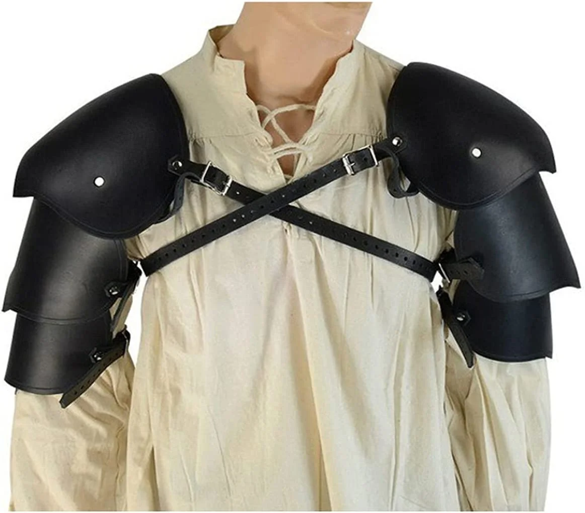 

Medieval Pauldrons Steampunk PU Leather Shoulder Pads Armor Viking Warrior Cosplay Costume Larp Outfit Vintage Stage Accessories