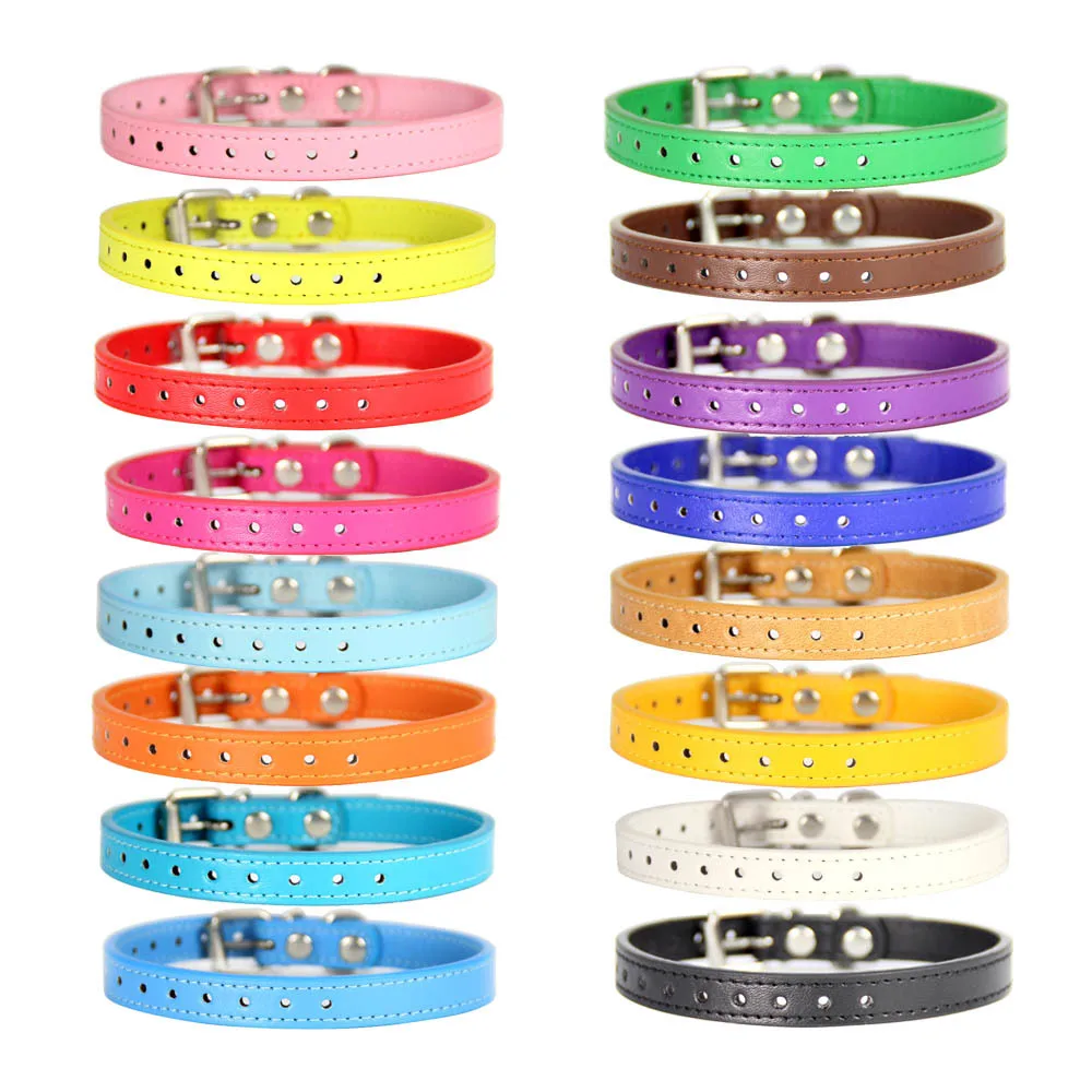 Colorful Soft Leather Cat Collar Adjustable Puppy Pug Collars for Small Large Dog Collar for Cats Dogs Pet Supplies