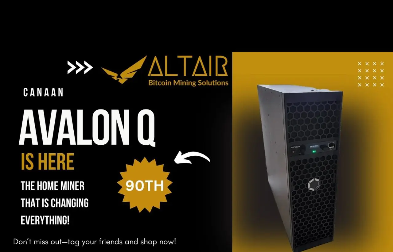 Майнер для биткоинов HKD Canaan Avalon Q 90T, 90 TH/s, SHA-256, ASIC-майнер, 1674 Вт, 18.6 Дж/ТХ, воздушное охлаждение, 110-240 В.