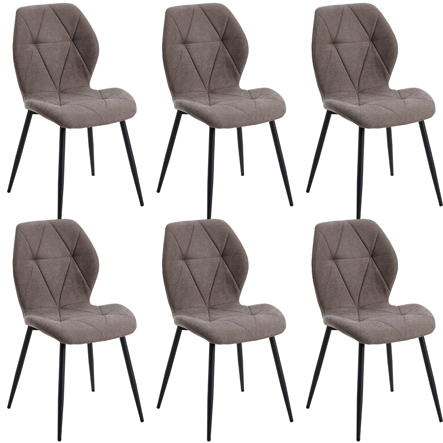 EGOONM Set van 2/4/6 Eetkamerstoelen Gestoffeerde Gewatteerde Linnen Stof Keukenstoelen Metalen Poten voor Balkon Restaurant Eetkamer