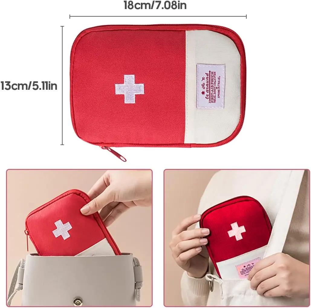 Portable First Aid Kit, 2 Piece Mini Empty First Aid Kit Portable Medicine Bag for Camping, Hiking and Outdoor Use