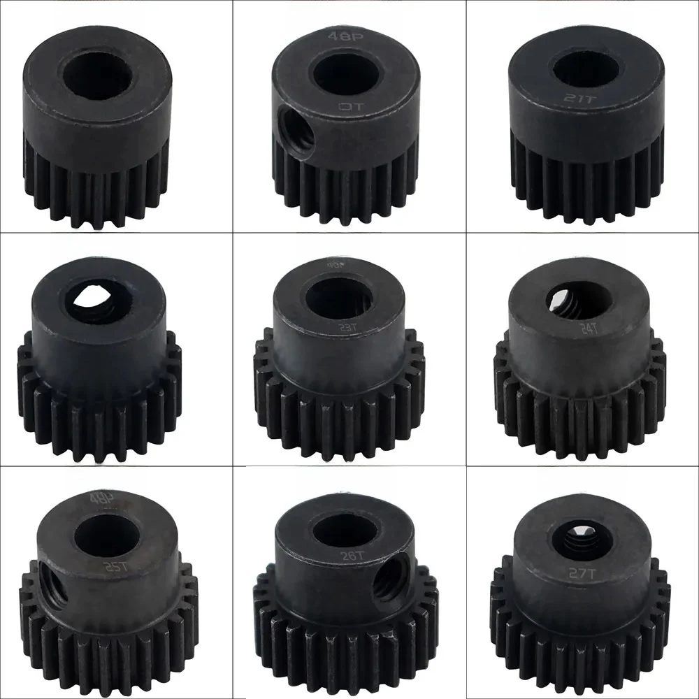 48p 5mm 16t 17t 18t 19t 20t 22t 24t 25t 28t Zwart Stalen Metalen rondsel Motor Gear Voor 1/10 Axiale Scx10 Rc Model Auto Motor Onderdelen - afbeelding 2