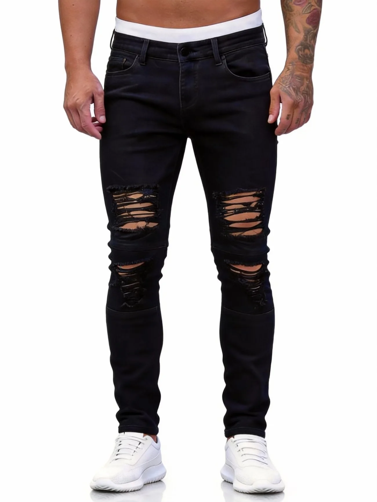 Men'S Fashion Young Professional - Pantalones vaqueros ajustados de mezclilla elástica