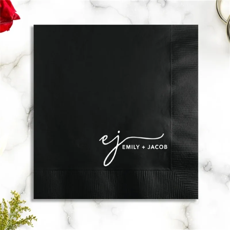 

50PCS Custom Printed Wedding Cocktail Napkins - Elevate Your Soirées with Sophisticated and