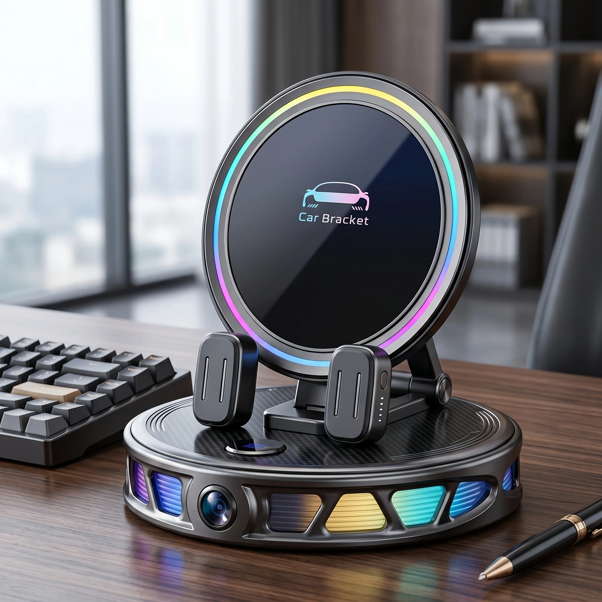 

360° Rotating Suction Cup Phone Holder, Adjustable Hands Free Stand for Desk Dashboard Compatible with iPhone Android