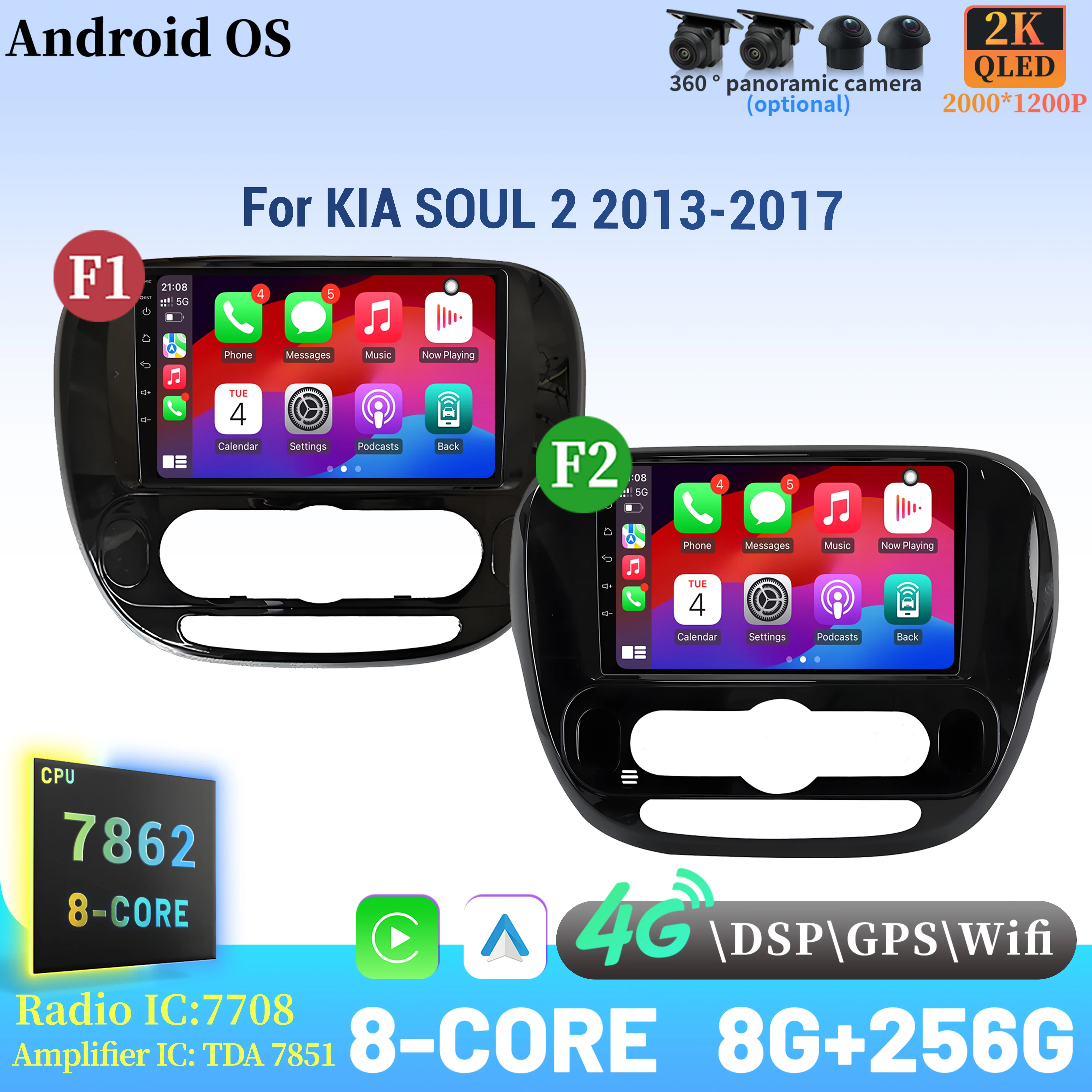 

Car Radio Android 14 For KIA SOUL 2 2013-2017 Navigation Multimedia Wireless BT Carplay Touch 2K QLED Screen