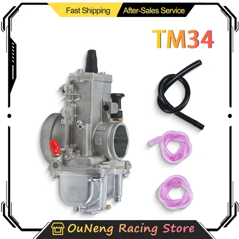 Carburetor For Honda XR250 Fit On YAMAHA SUZUKI KTM Kawasaki TMX34 34mm Flat Slide Smoothbore TM34-2 42-6100 TM34 34MM Carb