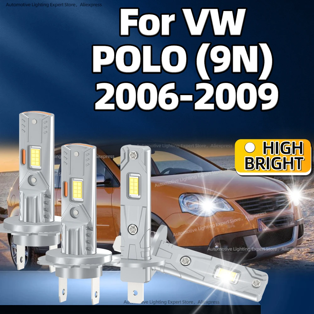 2/4szt Światła samochodowe 50000lm Żarówki reflektorów LED H1 H7 Lampa samochodowa Plug and Play 360 stopni Do VW POLO (9N) 2006 2007 2008 2009