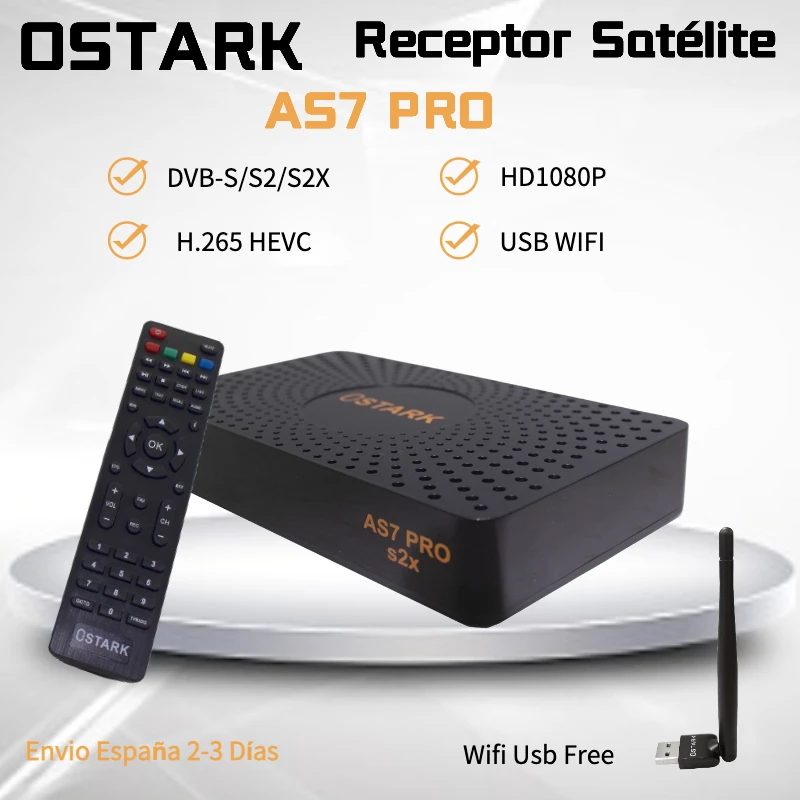 Offer! Ostark As7 Pro Dvb-S2/S2X, T2Mi, H.265 Hd1080P Stalker Xtream Youtube USB Wifi Satellite Receiver Including Shipping from Spain to Europe