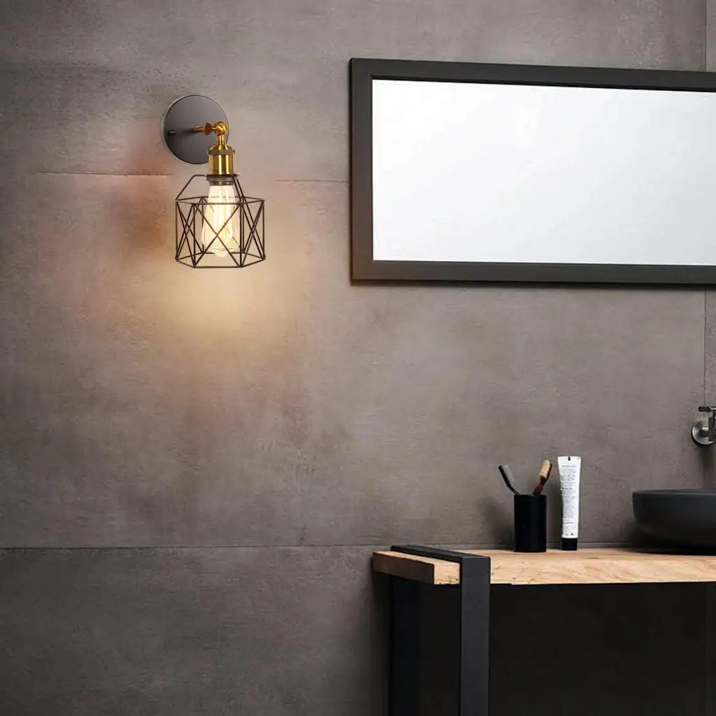 خمر الحديد الصناعية أضواء الجدار LED أباجورة الظل غرفة المعيشة مقهى إضاءة داخلية ديكور تركيب المصابيح E27 الجدار الشمعدان