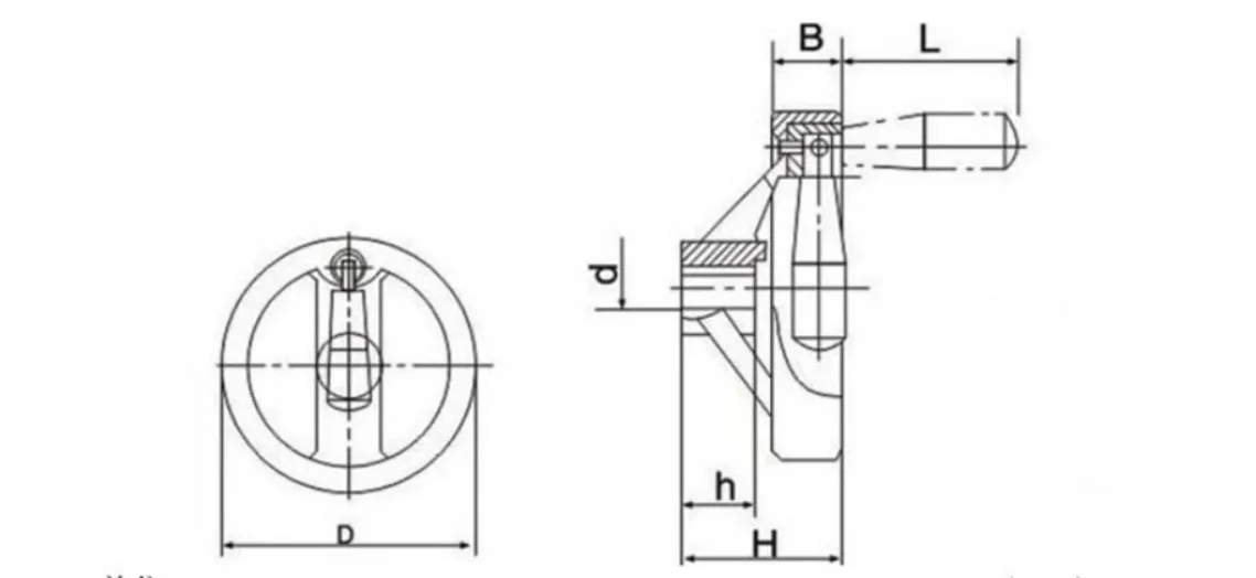 Hollow/Solid Handwheel Aluminum Alloy Thickened Reinforced Hand Crank Machine Handwheel 4Keyway 12*125 for Lathe Machine Tool
