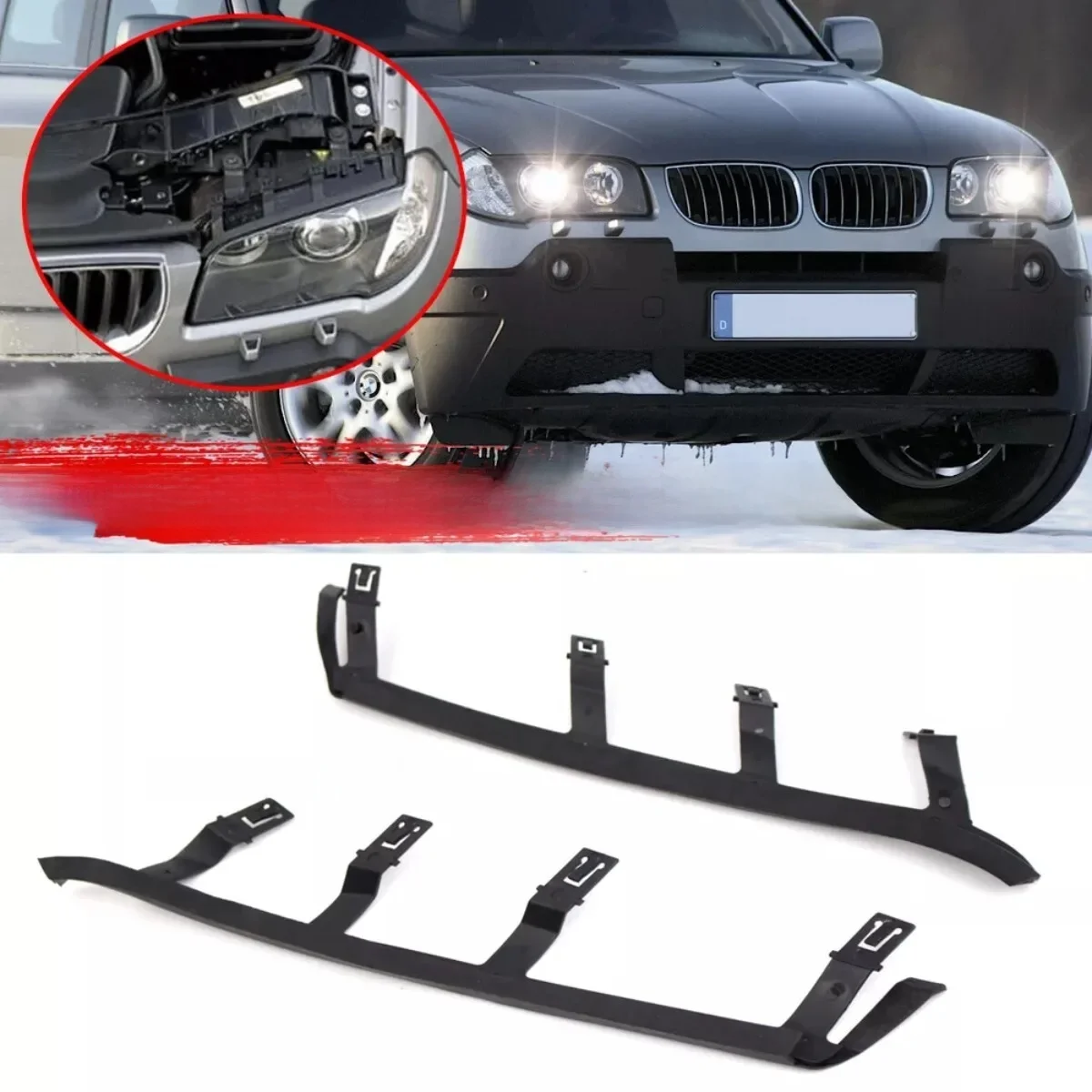 Para gumowych pasków uszczelniających reflektorów Wodoodporna podkładka wykończeniowa Reflektor do BMW X3 E83 2004-2010 63126939273 63126939274 — 2