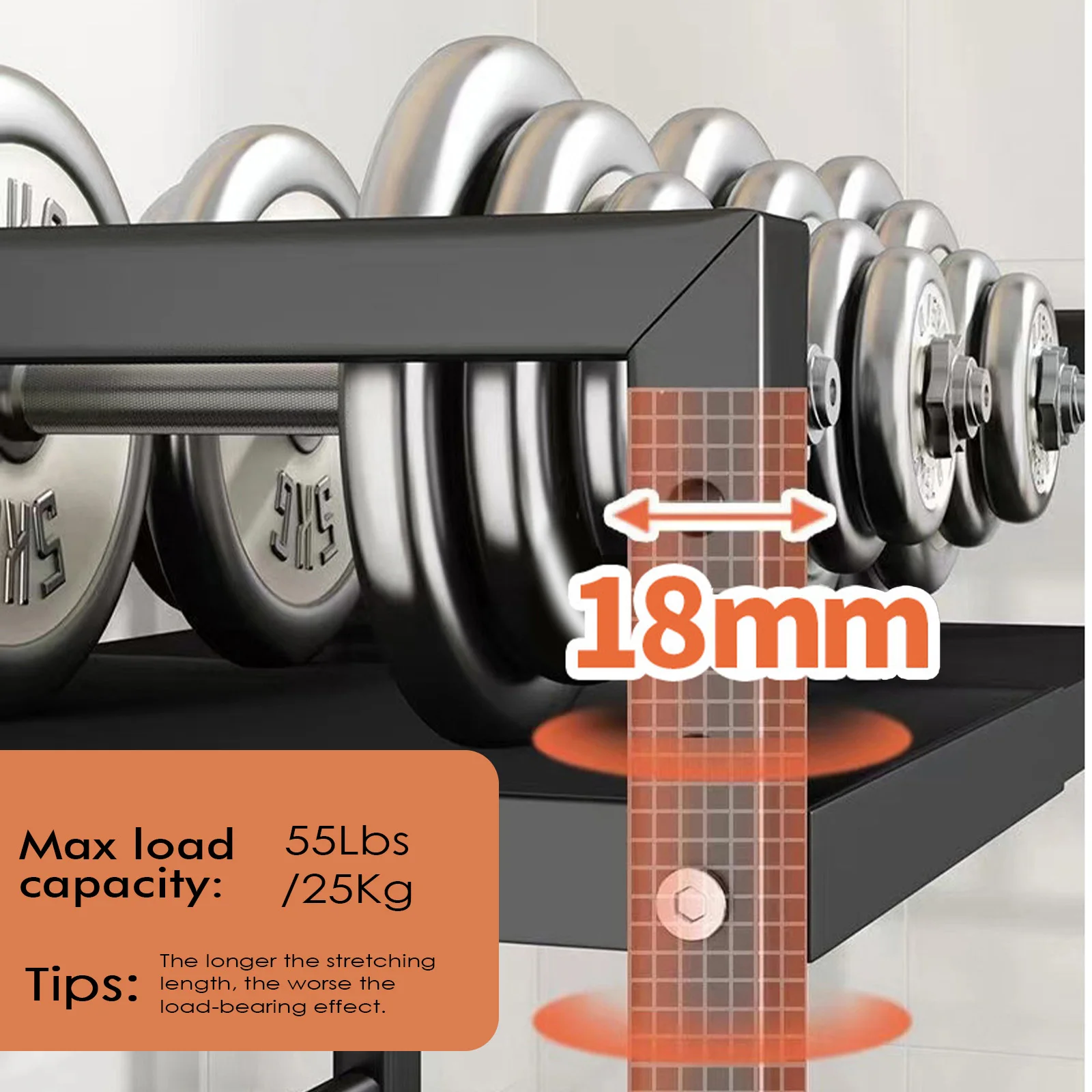 32-64cm ausziehbares Mikrowellenregal, einziehbar, aus Kohlenstoffstahl, mit 6 Haken, höhenverstellbar, maximale Belastung 30kg, lackierte Oberfläche, doppelt verwendbar für professionelle und private Küchen, Küchenzubehör – Detail 7