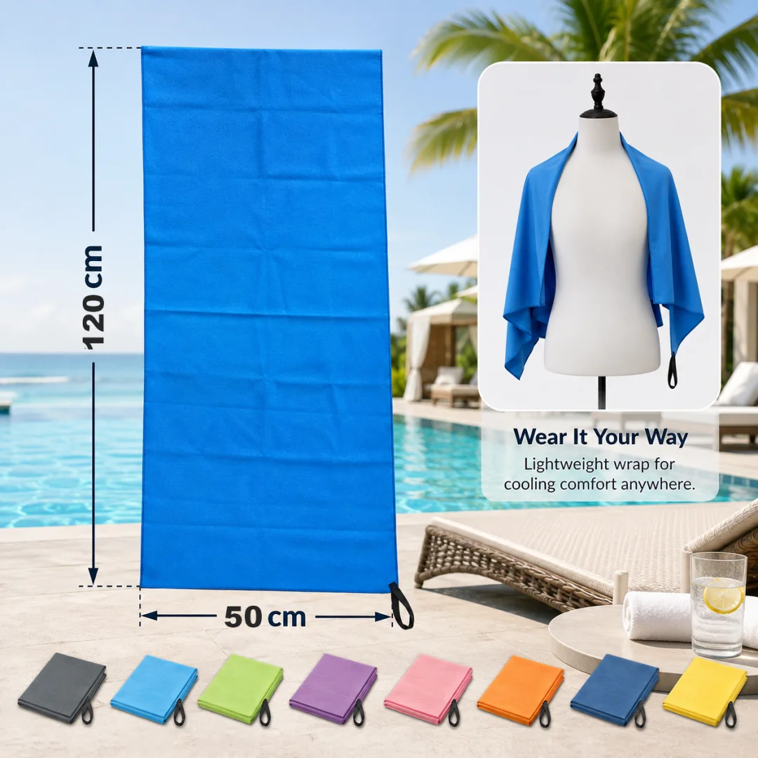 Lightweight Absorbent Microfiber Towel 50×100cm Fast Drying Portable Travel Sports Towel with Hanging Loop for Gym Beach Swimmin