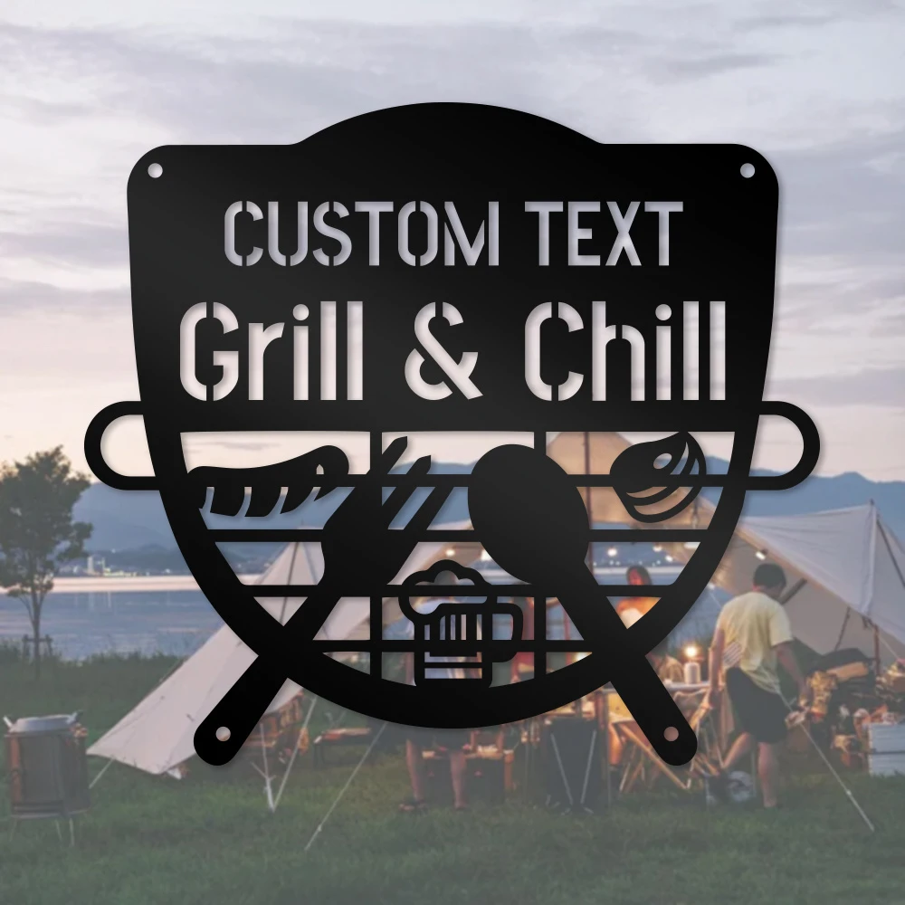 Custom BBQ & Bar Iron Wall Art, Leisure Theme Hanging Sign, Great Housewarming & Father's Gift