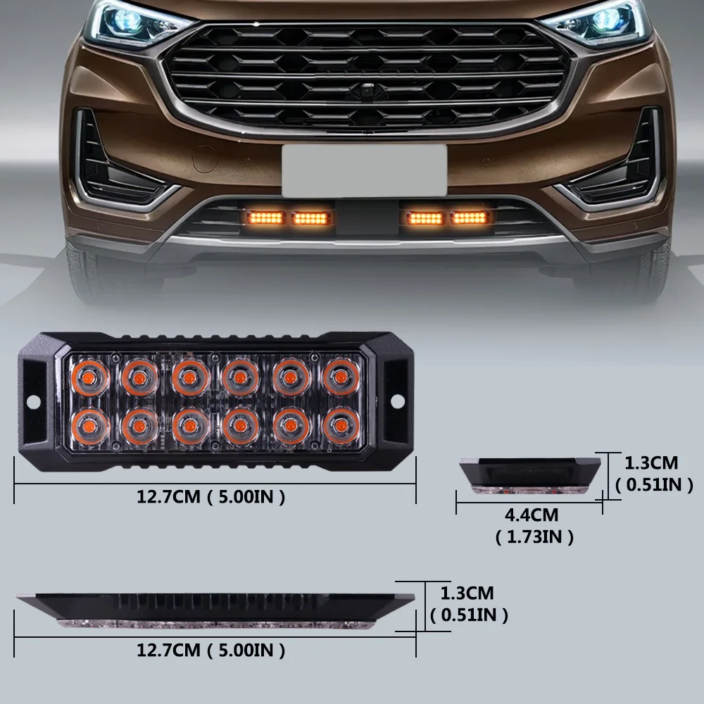 4pcs 12Led Strobe Warning Light Strobe Grille Flashing Lightbar Truck Car Beacon Lamp Traffic Light 12-24V Car Light