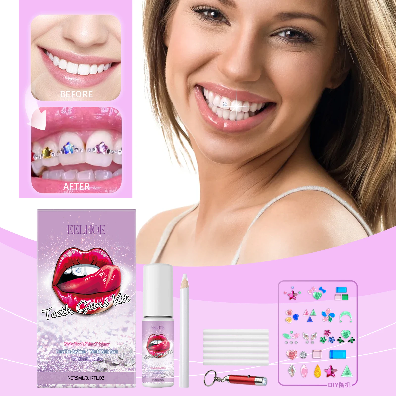 Tooth Jewelry Set Lighting Up Smile Enhance Personal Charm Replaced Daily Appearance Fast Curing Fashion Diamond Accessory Set