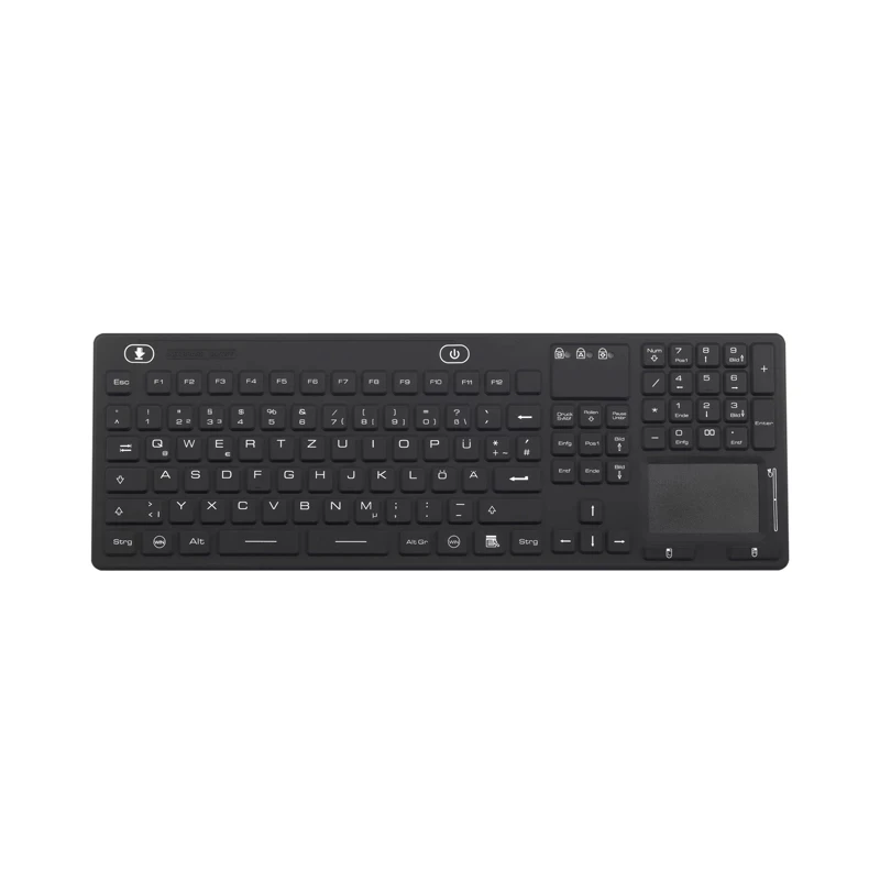 110 Keys Black IP68 Waterproof Dustproof Splashproof Full Size Industrial Silicone Medical Keyboard With Touchpad