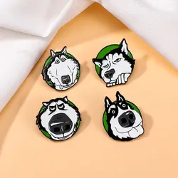 Creative Cartoon Dog Enamel Brooch Cute Husky Metal Badge Alloy Lapel Pin Backpack Clothing Hat Accessories