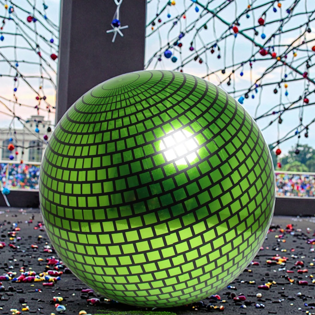 Boule de miroir gonflable rouge vert rose, grandes boules brillantes réutilisables, grand ballon Disco suspendu en PVC pour fête, décoration d'anniversaire