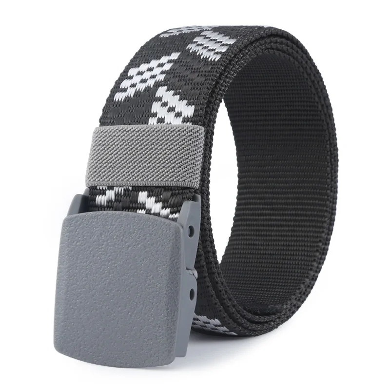 Imitation Nylon Woven Canvas Belt with Metal Buckle with Grain Decorative Belt for Men Belt for Jeans Casual Pants