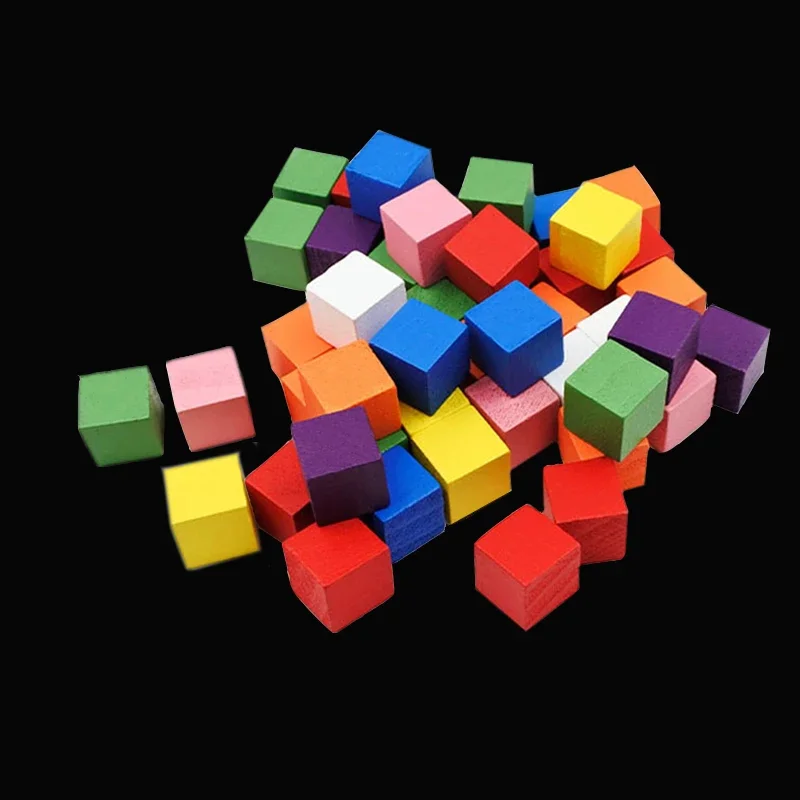 100Pcs/lots 14colors 10mm Cube Wood Cubes Colorful Dice Chess Pieces Right Angle For Token Puzzle Board Games Early Education
