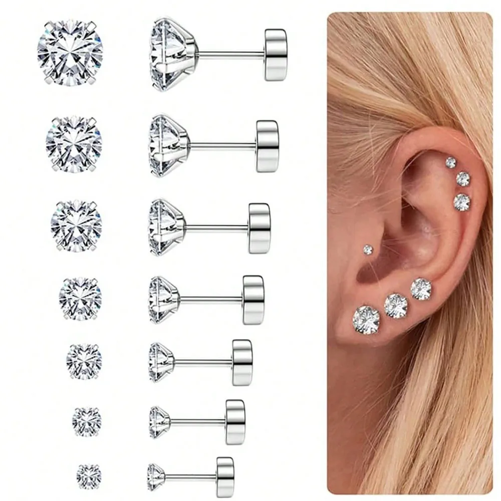 Boucles d'oreilles unisexes en acier inoxydable