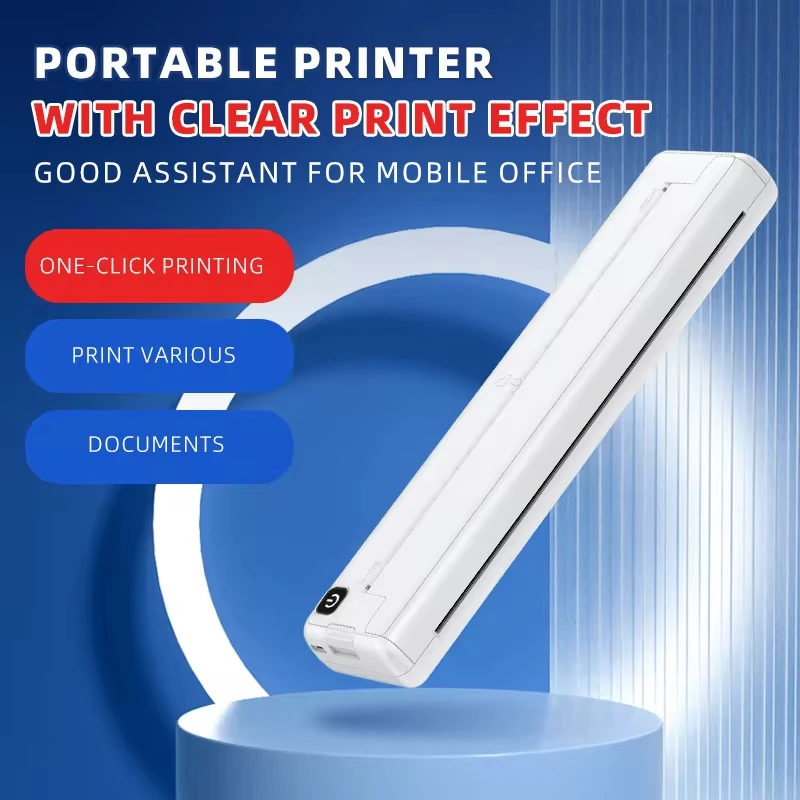 A4 Bluetooth Printer Continuous Thermal Printer Portable Label Inkless Wireless Printer PDF Webpage Contract Photo Label Printer