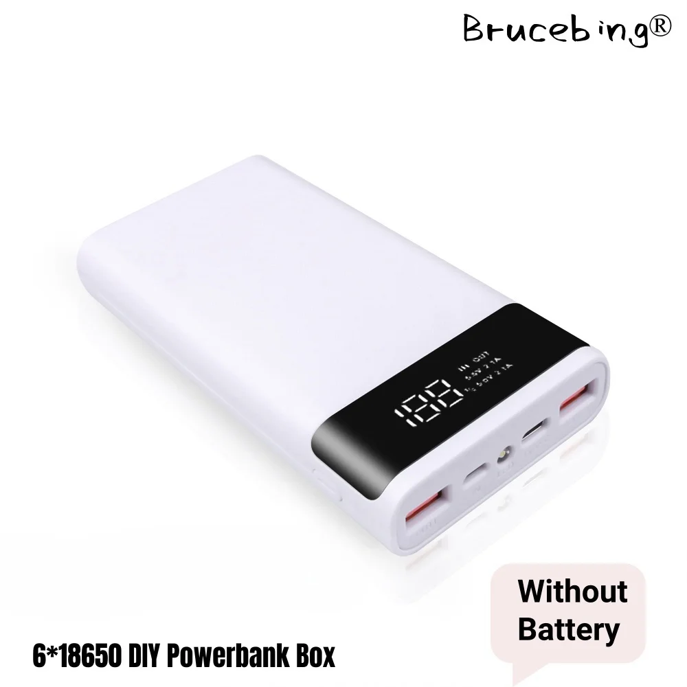 Uniwersalny podwójny USB Micro typ C 20000mAh DIY Power Bank Case 5V 6*18650 ładowarka do baterii pudełko do przechowywania bez baterii