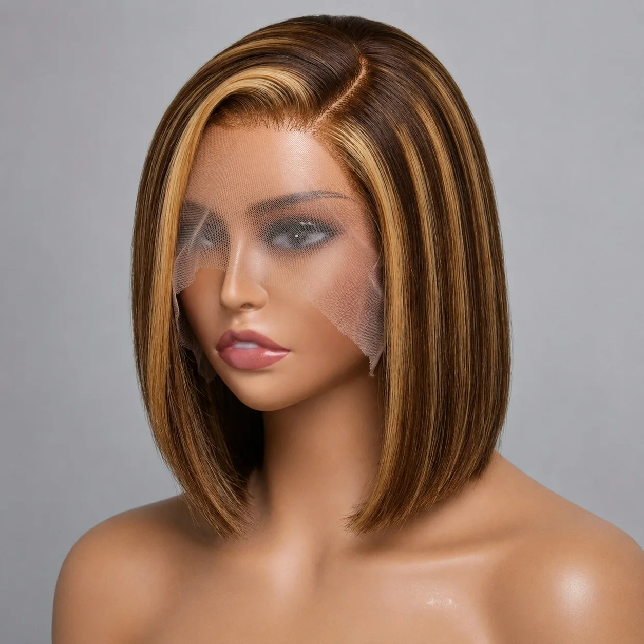 Highlight 4/27 Bob Wig Human Hair 13x4 Frontal Lace Wig 200% Density Short Straight HD Transparent Lace Front Bob Wigs For Women Human Hair